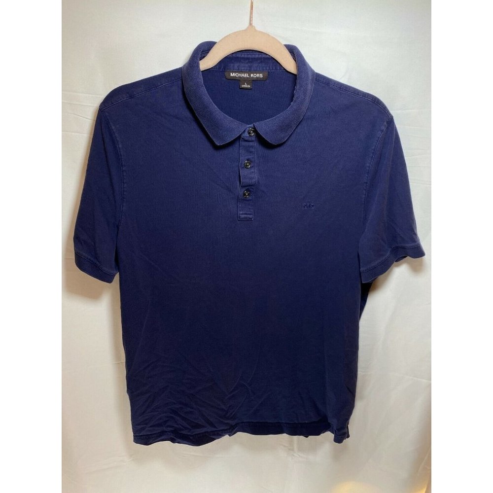 Michael Kors Polo Shirt Adult Large‎ Blue Button Golfer Rugby Mens